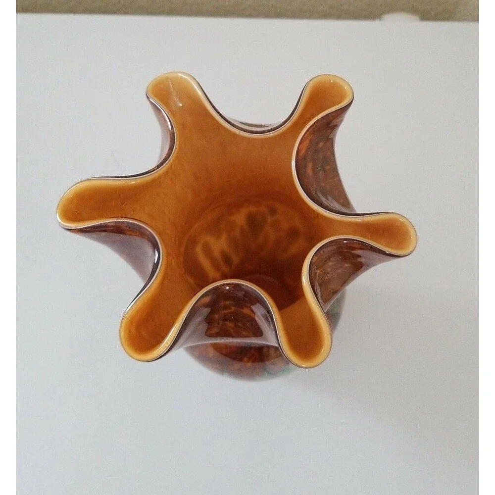 Lovely Contemporary Hand Made  Amber Art Glass Vase by hqt Home Design 11